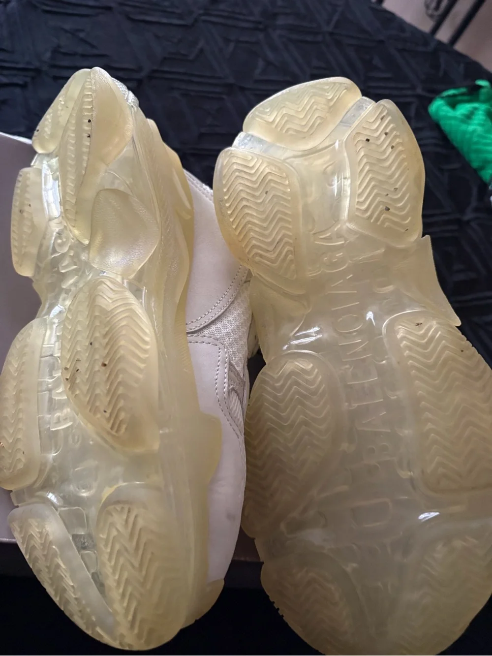 Balenciaga White Sneakers with Yellow Translucent Soles